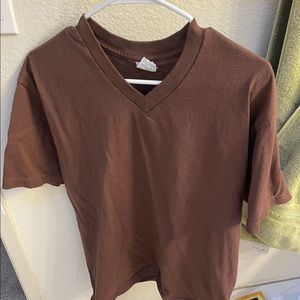 4 brown v neck shirts
